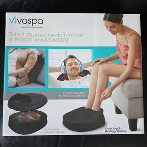 Vivitar Vivaspa 3-in-1 Shiatsu Neck/Lumbar/Foot Massager - Brand New